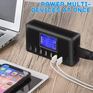 60W 12A 8-Port USB Charging Station - Multi Port USB Hub Charger - Compact Size LCD Display - Compat (image for) 60W 12A 8-Port USB Charging Station - Multi Port USB Hub Charger - Compact Size LCD Display - Compat
