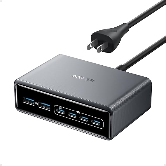 Anker Prime Charging Station, 200W 6-Port GaN Desktop Charger, Fast Charging USB C Charger for Multi (image for) Anker Prime Charging Station, 200W 6-Port GaN Desktop Charger, Fast Charging USB C Charger for Multi
